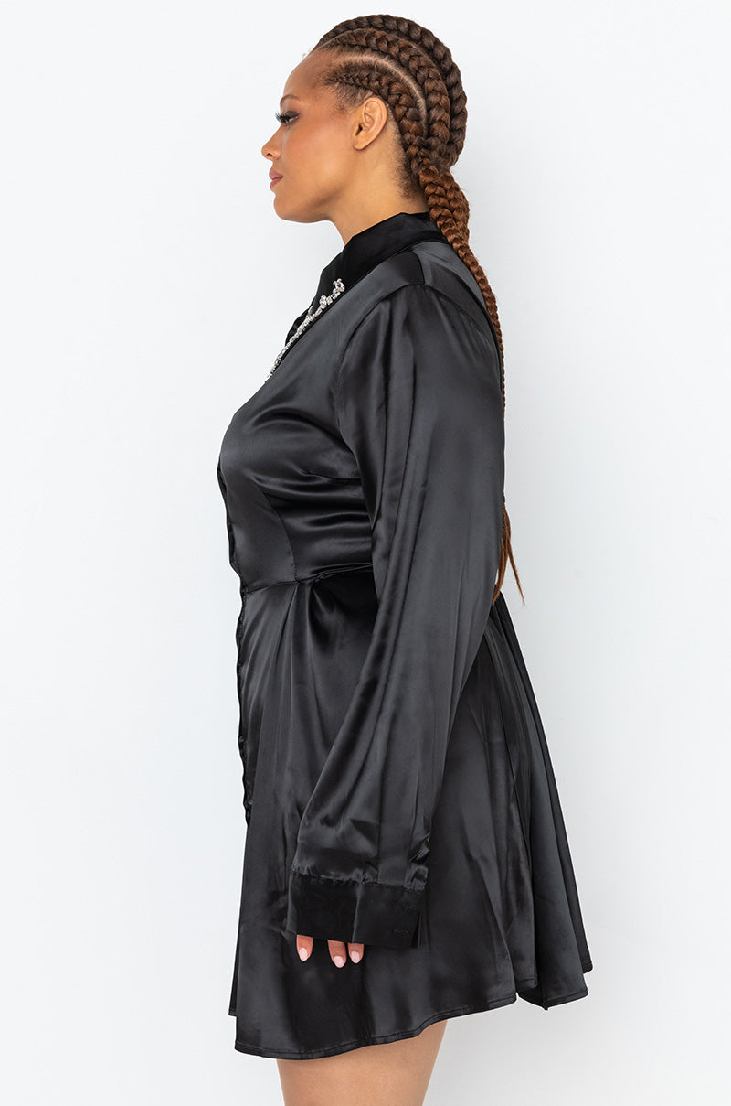 PLUS CLASSY BITCH BUTTON UP A LINE DRESS AKIRA PLUS CLASSY BITCH BUTTON UP A LINE DRESS AKIRA