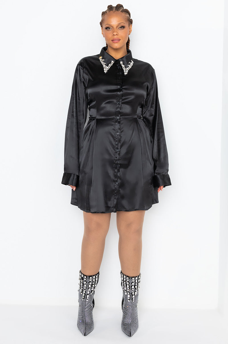 PLUS CLASSY BITCH BUTTON UP A LINE DRESS AKIRA PLUS CLASSY BITCH BUTTON UP A LINE DRESS AKIRA