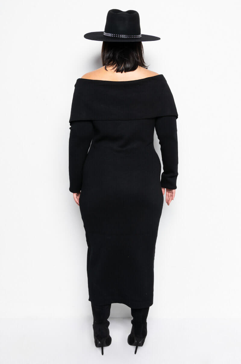 Full View Plus Cozy Af Off The Shoulder Midi Sweater Dress