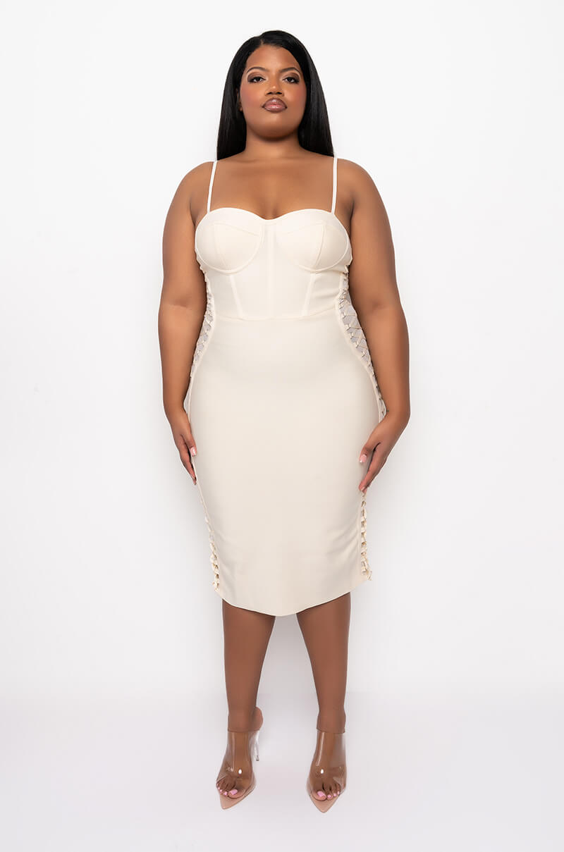 Back View Plus Date Night Bandage Midi Dress