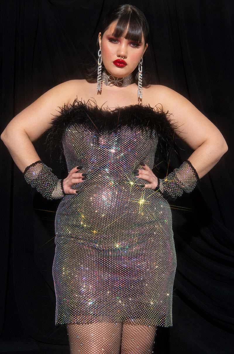 Front View Plus Everything Did Tube Rhinestone Mini Dress
