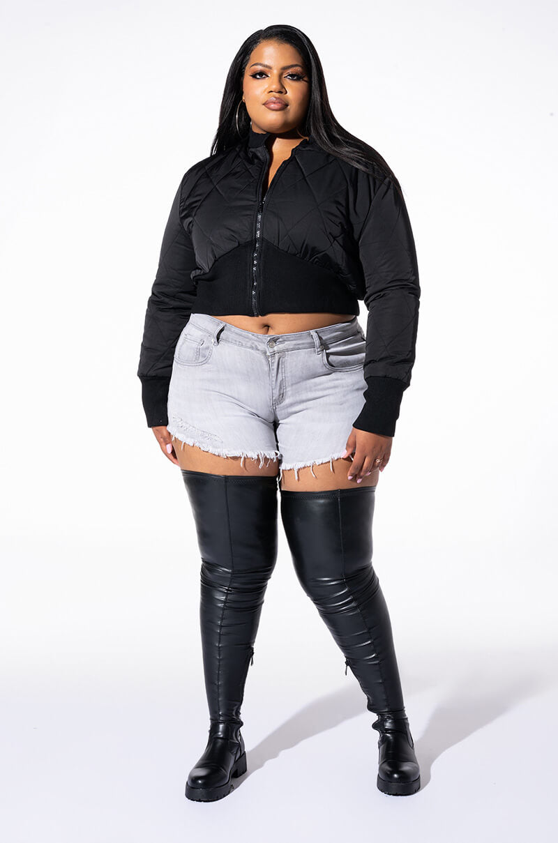 Extra View Plus Flex-fit High Waisted Super Stretchy Denim Shorts
