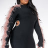 Front View Plus In It To Win Real Feather Bandage Dress