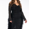 Front View Plus In My Trail Mesh Real Feather Midi Dress