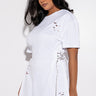 Front View Plus Lace Up Rhinestone T Shirt Dress