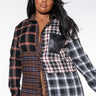 Front View Plus Lithium Long Sleeve Patchwork Flannel Button Down