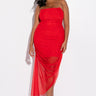 Front View Plus Love Me More Tube Ruched Mesh Midi Dress