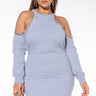 Front View Plus Most Loved Cold Shoulder Sweatshirt Dress