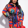 Front View Plus Move Along Satin Scarf Print Mini Dress