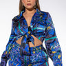 Front View Plus Naima Satin Print Tie Front Blouse