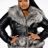 Front View Plus Never Cared Faux Fur Peplum Moto