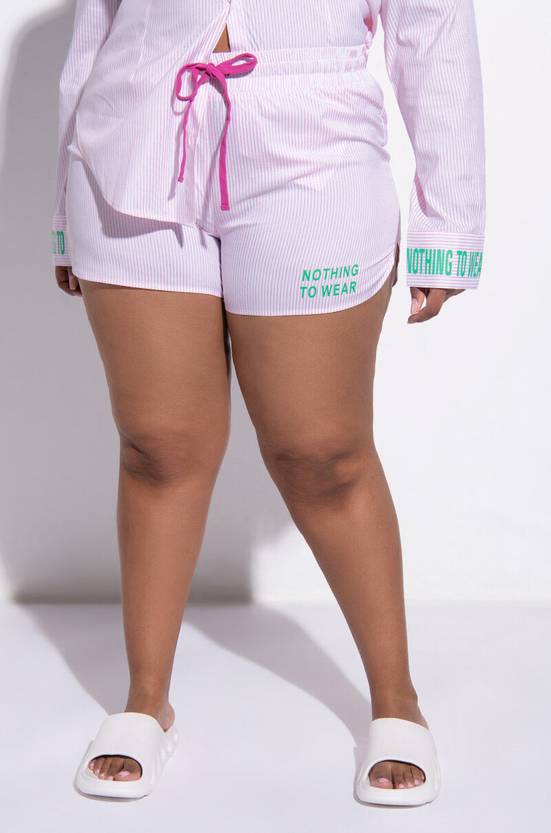 Front View Plus Nothing To Wear Striped Poplin Shorts