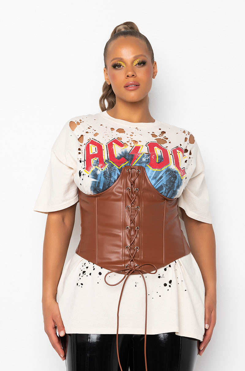 Side View Plus One Up Pu Lace Up Corset 3