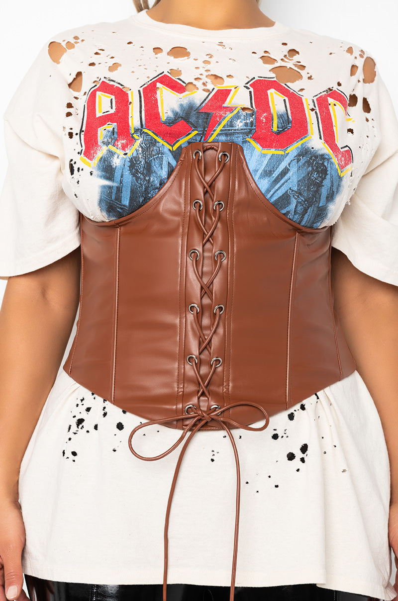 Full View Plus One Up Pu Lace Up Corset 9