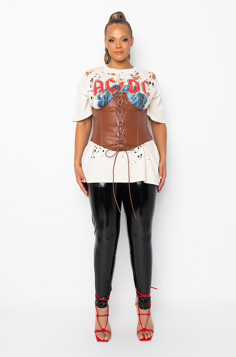 Extra View Plus One Up Pu Lace Up Corset 11