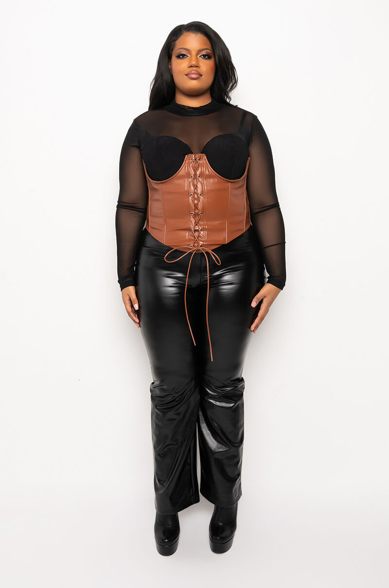 Extra View Plus One Up Pu Lace Up Corset 12