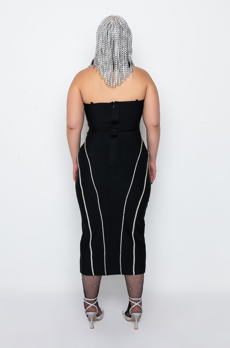 Detail View Plus Paradise Found Midi Dress With Rhinestones
