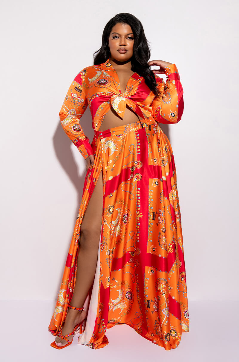 Side View Plus Places To Be Satin Maxi Wrap Skirt 1