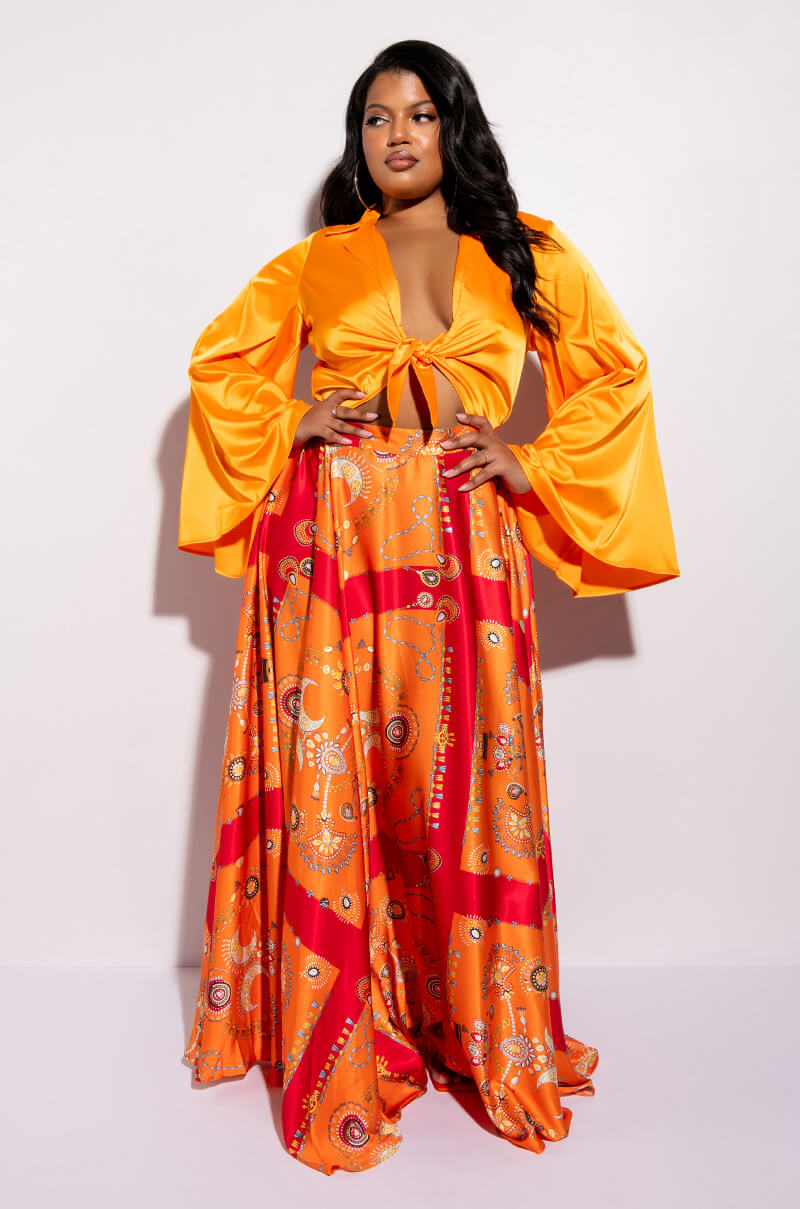 Back View Plus Places To Be Satin Maxi Wrap Skirt 2