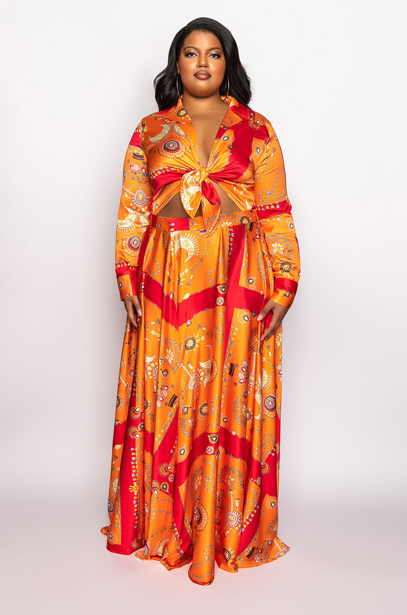 Extra View Plus Places To Be Satin Maxi Wrap Skirt 7