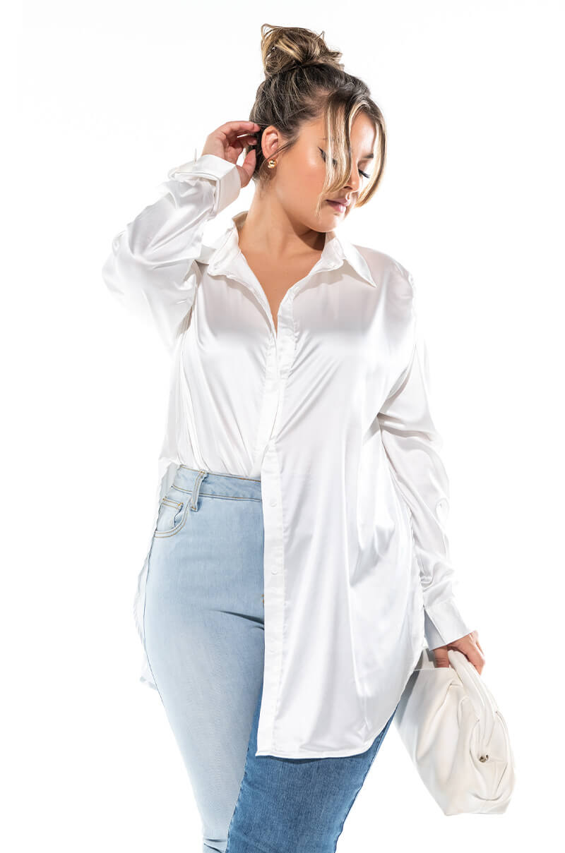 READY FOR ANY OCCASION SATIN SHIRT PLUS SIZE view 0
