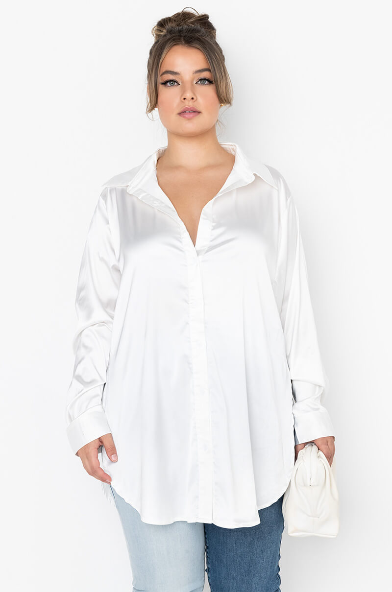 Side View Plus Ready For Any Occasion Satin Shirt