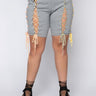 Front View Plus Ready When You Are Lace Up Biker Short in Heather Grey