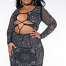 Front View Plus Shes So Lux Rhinestone Mini Mesh Dress