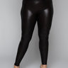 Front View Plus Spanx Faux Leather Croc Shine Leggings in Brown