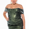 Front View Plus Stay With Me Off The Shoulder Faux Leather Dress