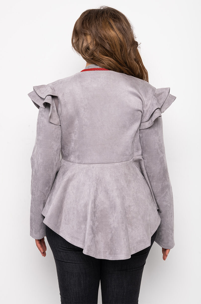 Extra View Plus Suede Ruffle Blazer