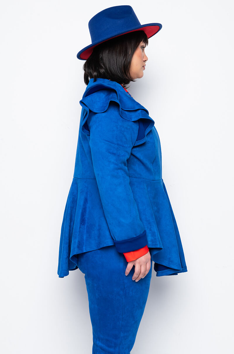 Full View Plus Suede Ruffle Blazer