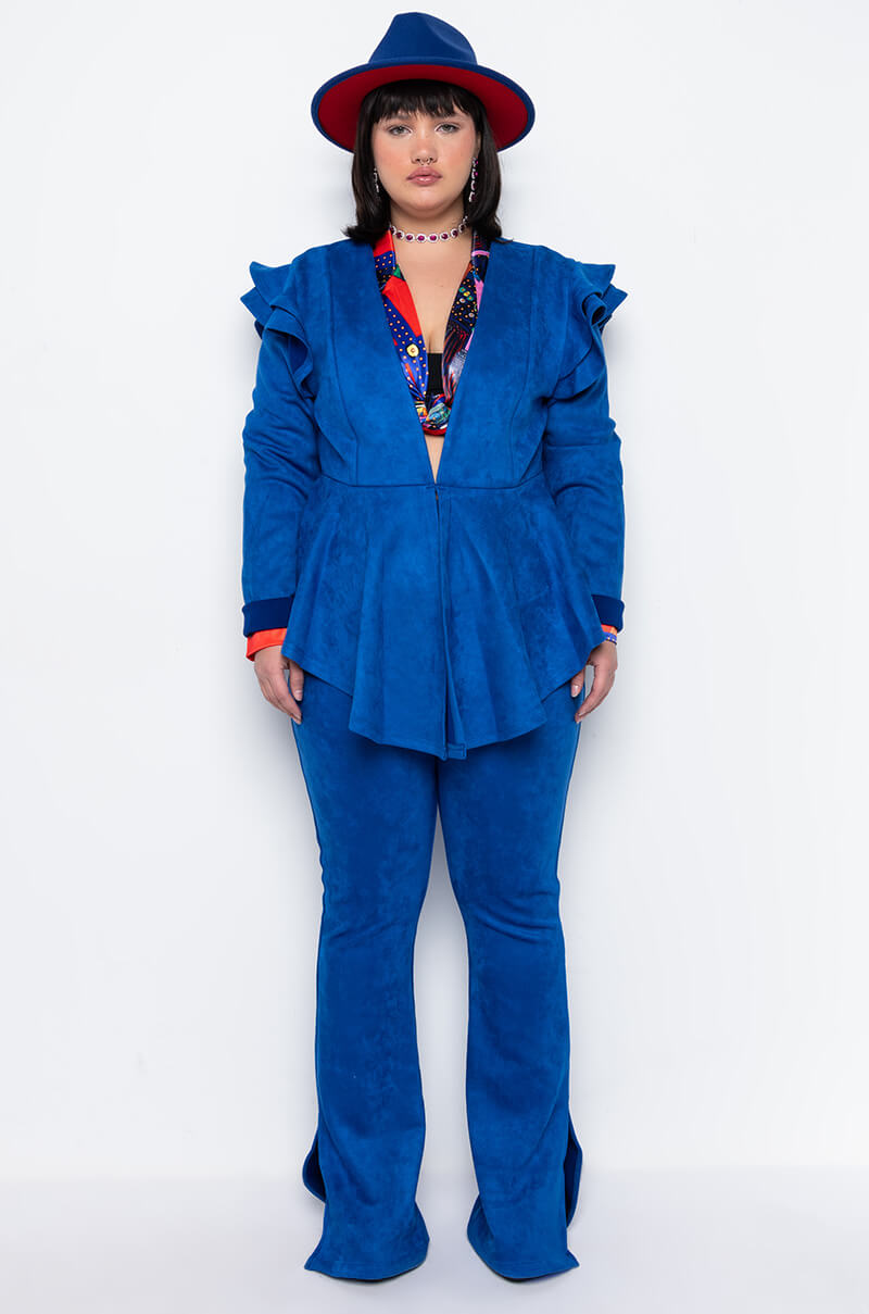 Extra View Plus Suede Ruffle Blazer