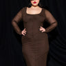 Front View Plus Sweet And Savage Inverted Inseams Mesh Midi Dress