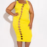 Front View Plus Tulum Cut Out Rhinestone Ribbed Midi Dress