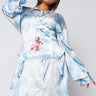 Front View Plus Wavy Lil Bih Corset Button Up Mini Dress in Blue Multi