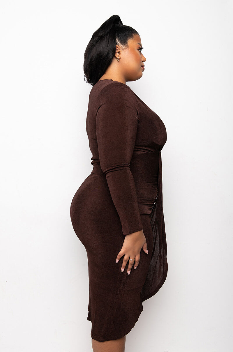 Back View Plus What I Need Long Sleeve Midi Dress 2