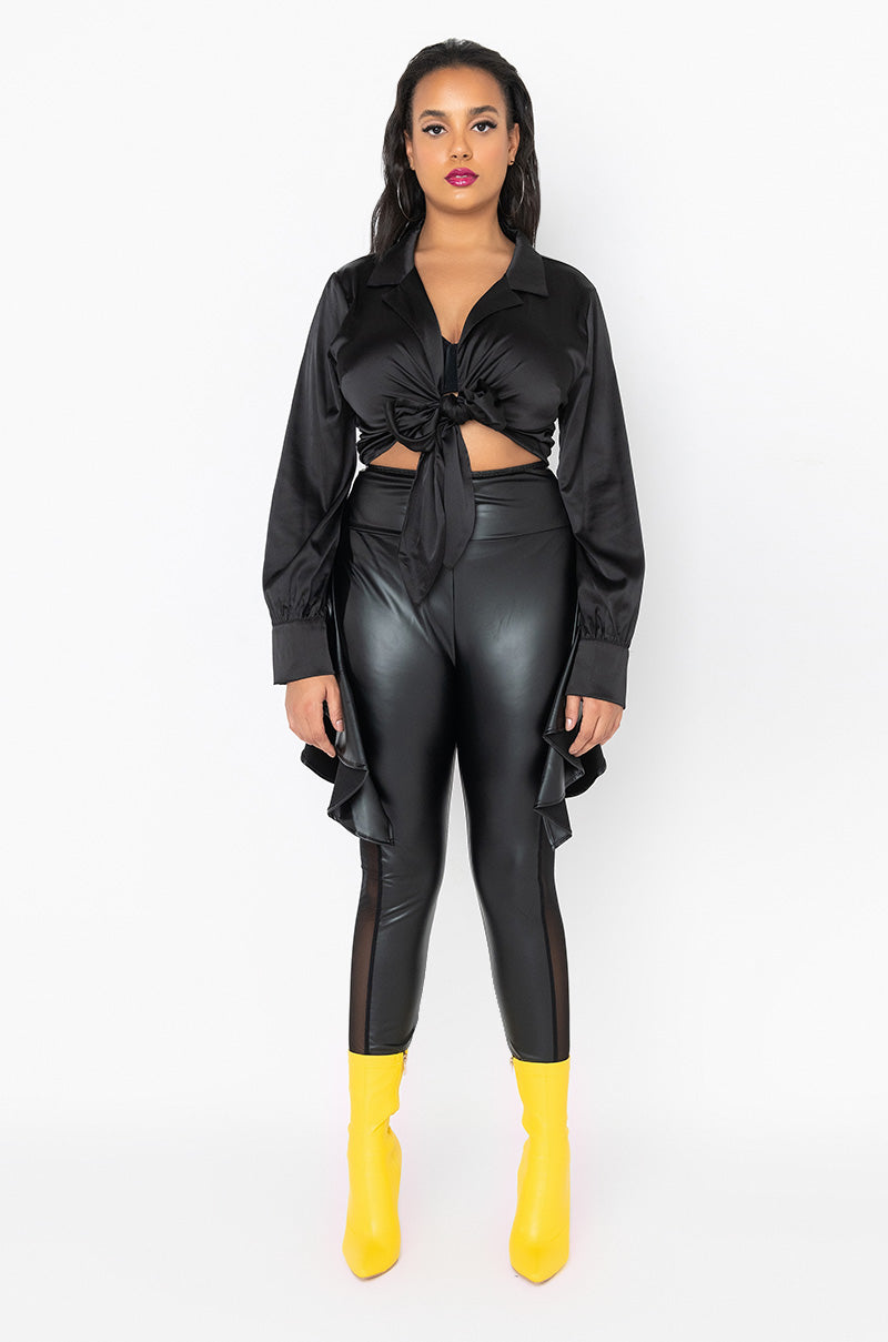 Extra View Plus Wrap Me Tie Front Blouse