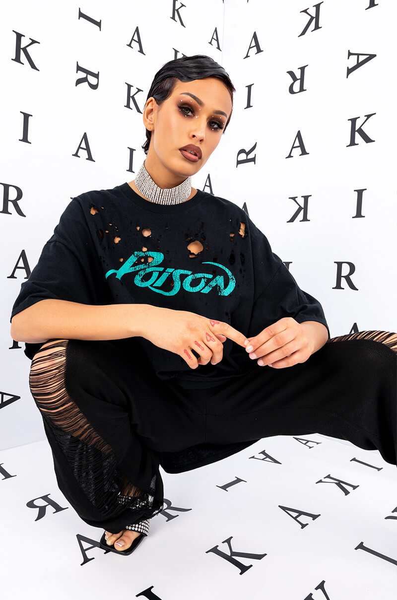 Front View Poison Graphic T Shirt Dress