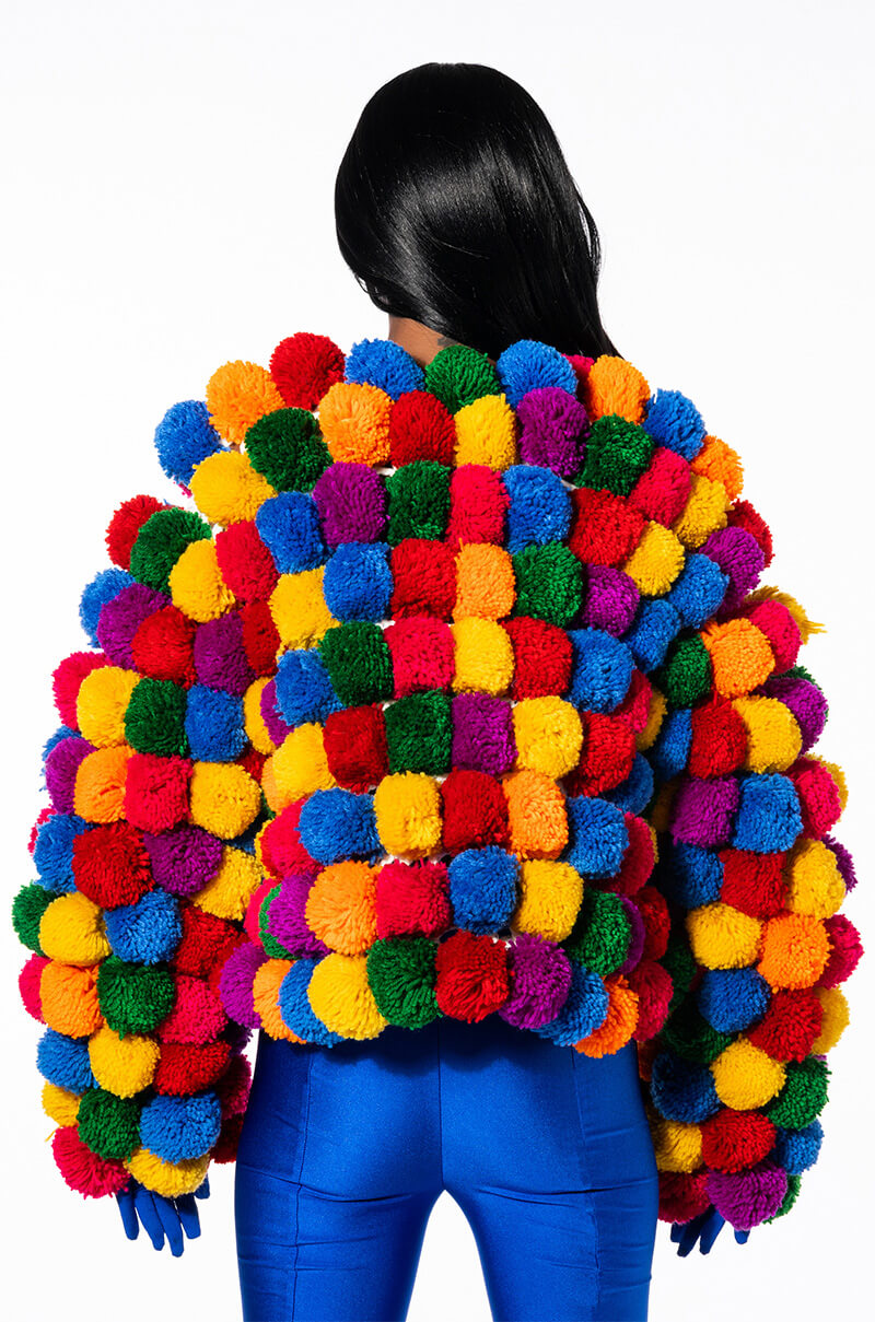 Extra View Pom Pom Colorful Cardigan