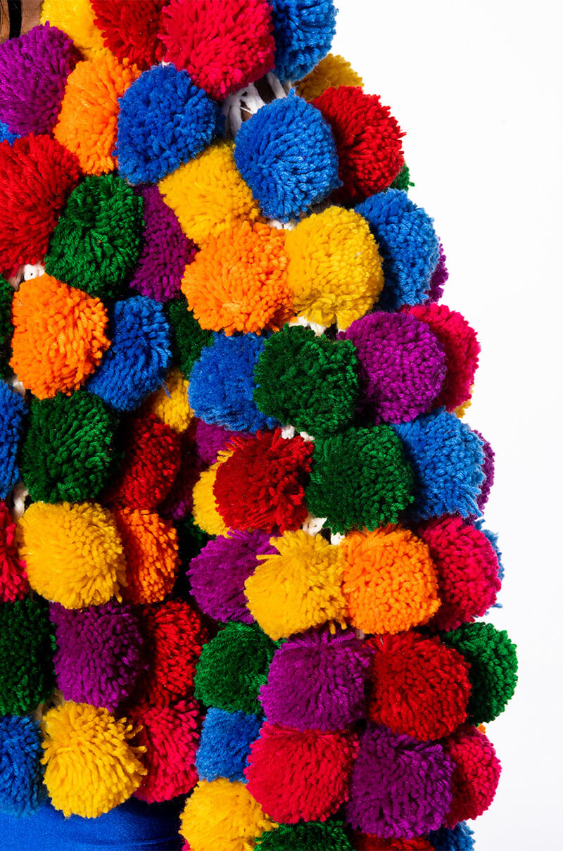 Extra View Pom Pom Colorful Cardigan