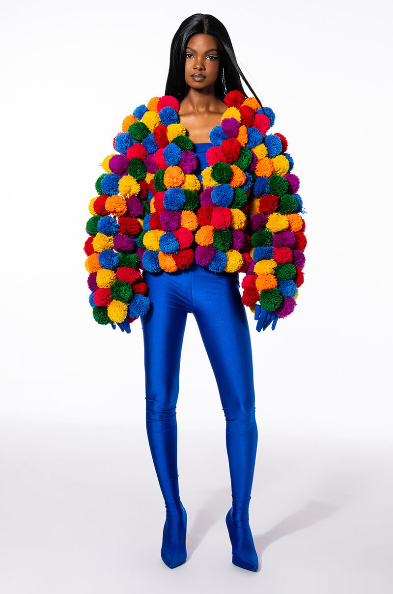 Extra View Pom Pom Colorful Cardigan