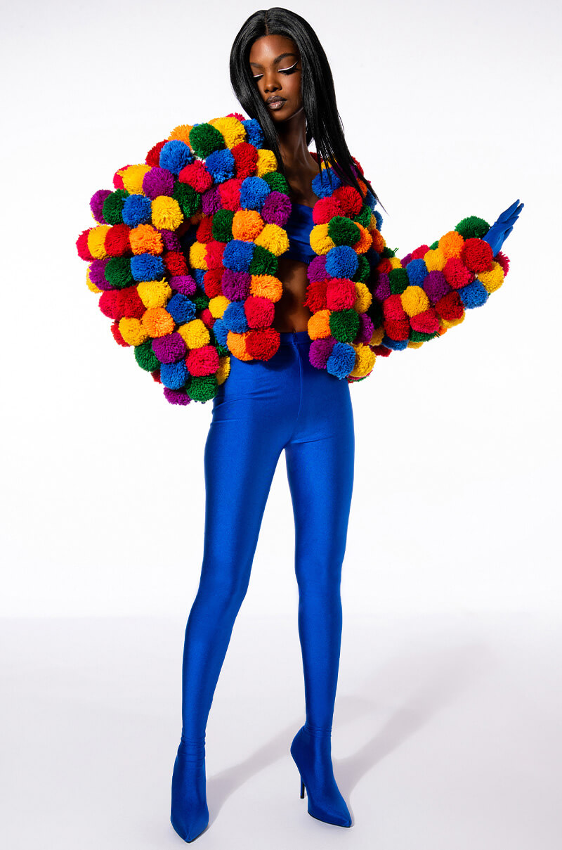 Extra View Pom Pom Colorful Cardigan