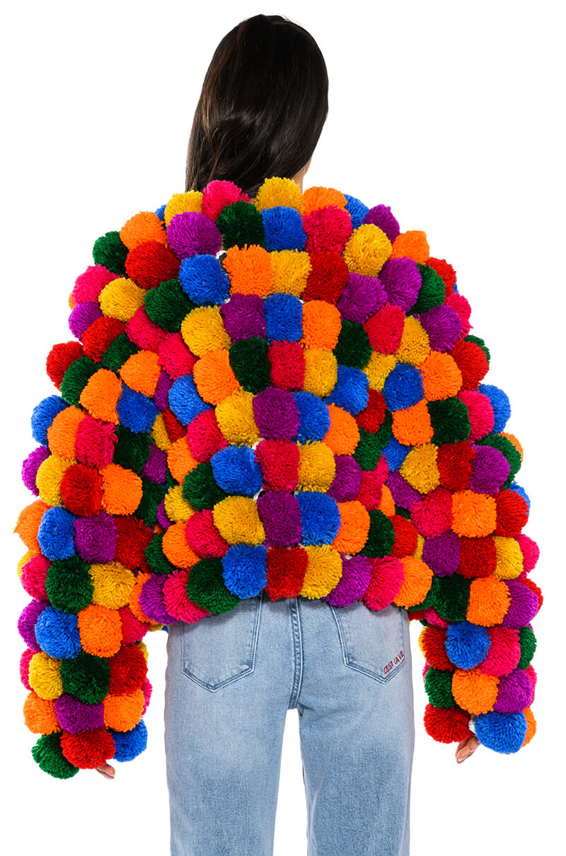 Extra View Pom Pom Colorful Cardigan