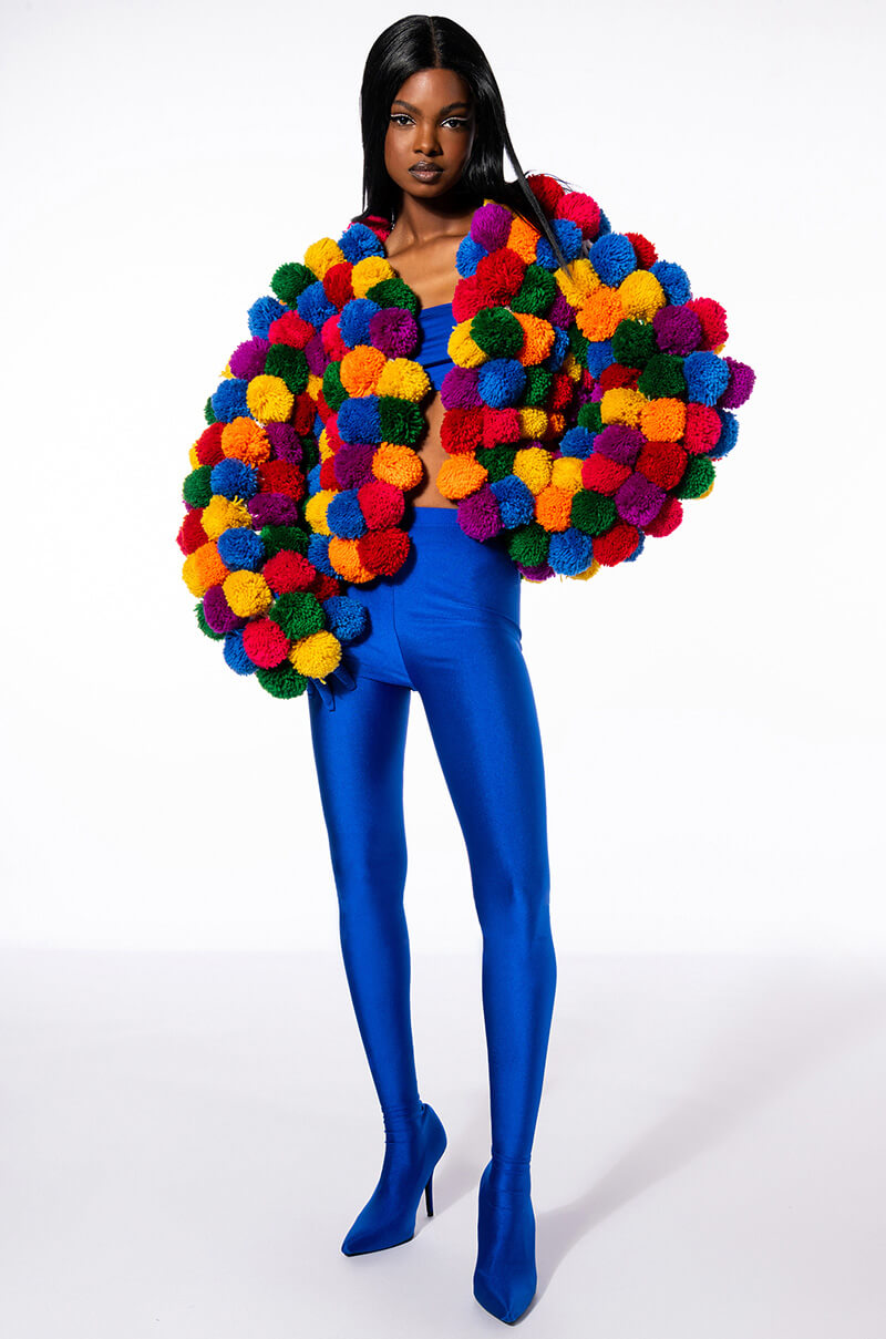 Extra View Pom Pom Colorful Cardigan
