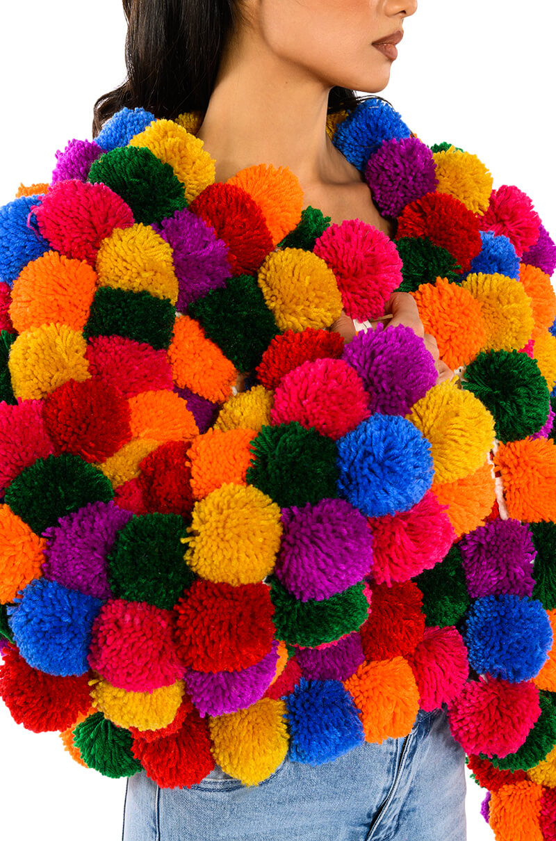Extra View Pom Pom Colorful Cardigan