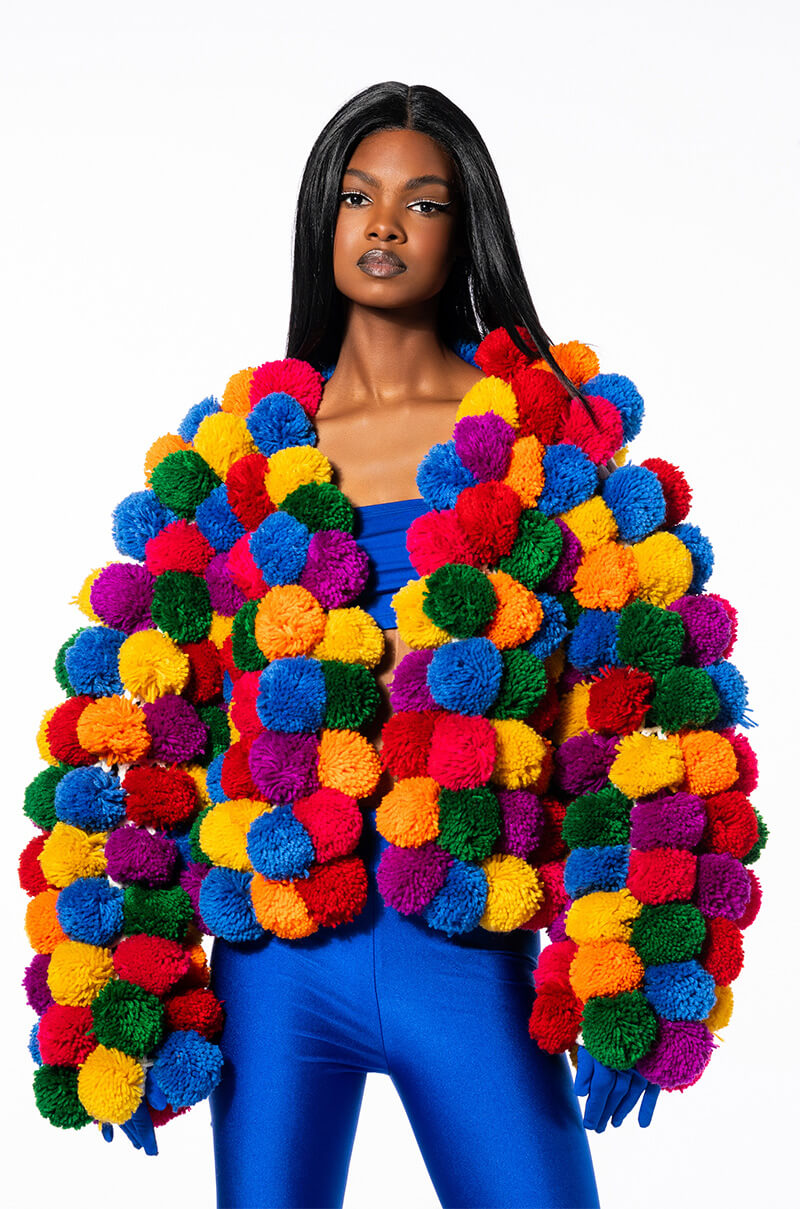 Extra View Pom Pom Colorful Cardigan
