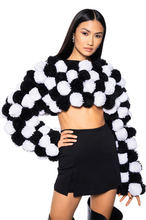 CROPPED POM POM CARDIGAN – AKIRA