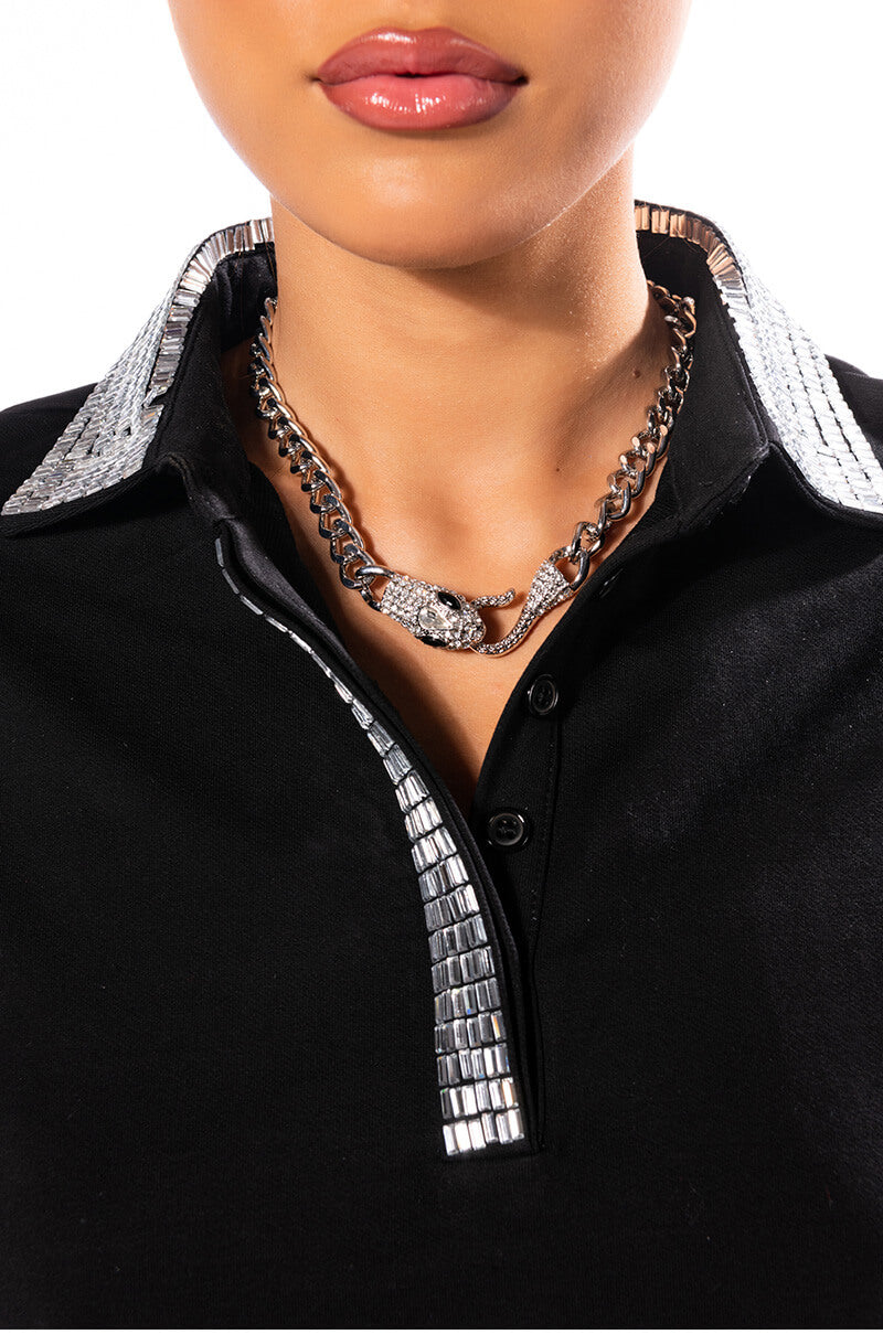 Front View Pont Des Arts Embellished Chain Necklace