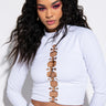 Front View Pop Out Mock Neck Crop Top